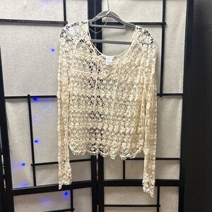 American Rag Ivory Crochet Knit Top